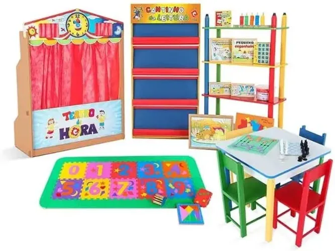 Brinquedoteca Mini 21 Itens Em Madeira / Mdf Carlu 1371