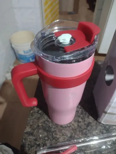 Caneca Térmica de Aço Inoxidável - Rosa