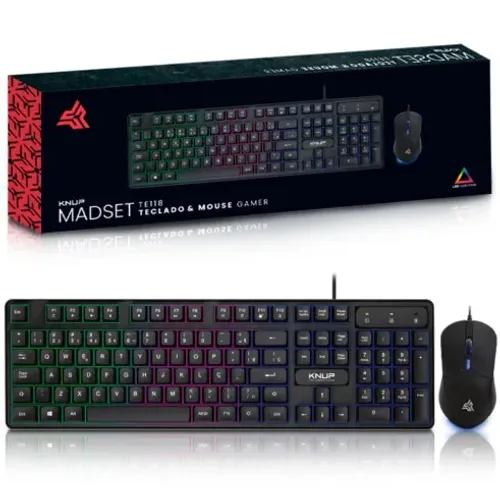 Kit Gamer Teclado e Mouse Knup KP-TE118 Led RGB - WZetta