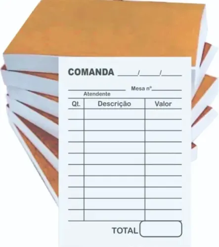 Blocos comanda, receituário, pedidos e anotações