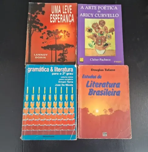 Kit de 4 livros de Literatura, Gramática e poesia brasileira