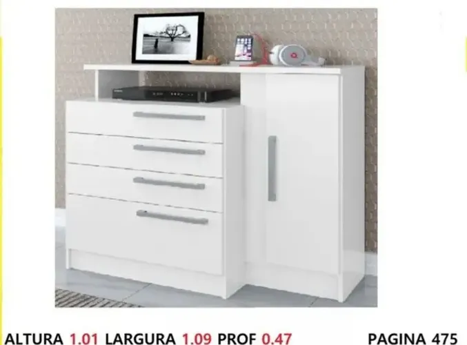 Comoda sapateira 4 gavetas 1 porta