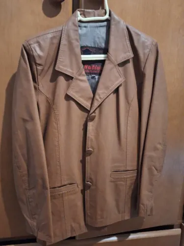 Jaqueta de Couro original bege / Caramelo Tam M ( veste uns 40-42)
