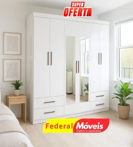 Guarda Roupa 6 Portas e 4 Gavetas - Novo, Resistente e Sofisticado!
