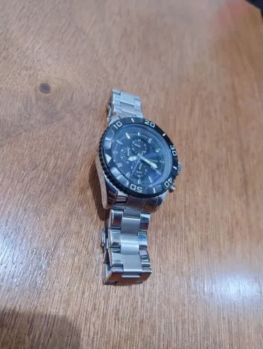 Relogio Masculino Technos Grande Prata Preto e Cinza