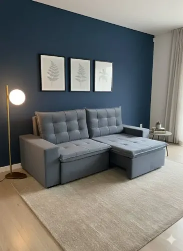 Sofá retratil e reclinavel cinza 2,52 de largura (novo de fabricas)