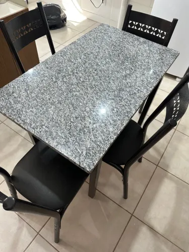 100x60cm Mesa de Jantar em Granito com 4 Cadeiras- 10x no cartão - Entrega Rápida 