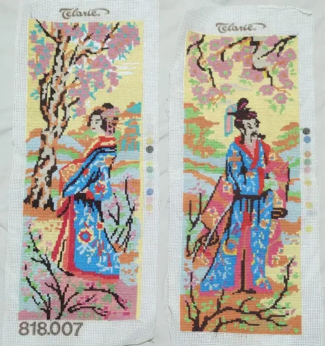 Kit Tela Tapeçaria Casal Chinês Bordados