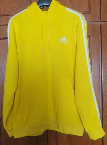 Moletom Adidas 3 listras Logo Classic - Amarelo - tam. G - Usado
