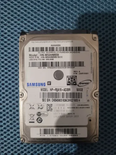 Vendo HD notebook 500GB funcionando perfeitamente. <br>Formatado precisa instalar sistema.