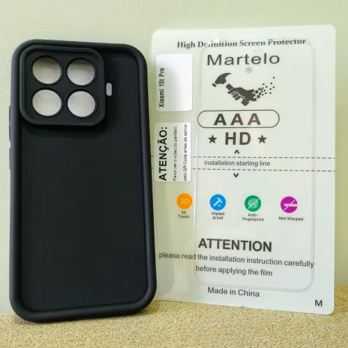 Kit Capinha Xiaomi 15t Pro Capa Silicone Case Protetora + Película Hidrogel Premium 6.83"