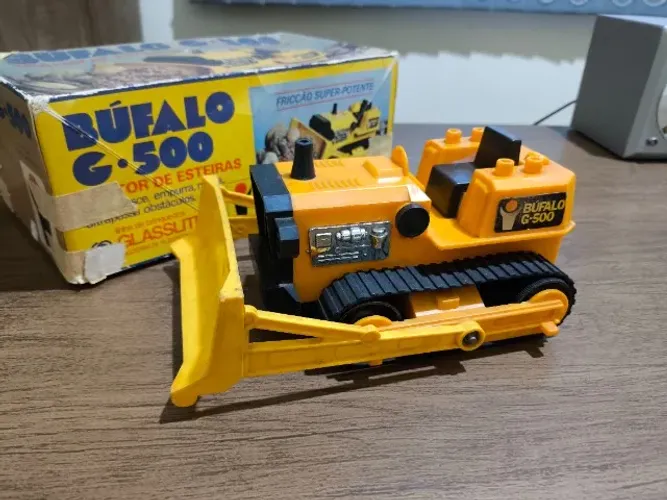 Trator de Esteiras BUFALO G-500 da Glasslite - Coleção Brinquedos Antigos Anos 80