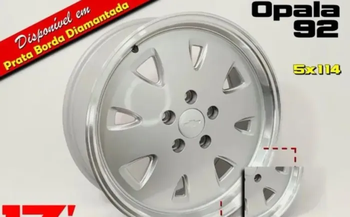 Rodas Opala 92 5x114 Prata Borda Diamantada aro 17