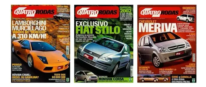Kit 3 Revistas Quatro Rodas 2001 2002 - Meriva Stilo Civic S10 Ranger Hilux Corolla Mille