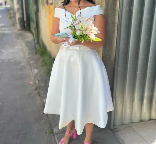 Vestido de noiva Midi zibeline 