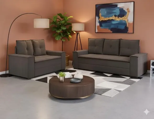 Conjuntos de Sofás 2 e 3 Lugares Leblon Marrom