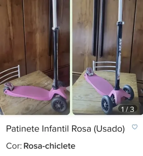 Patinete 3 rodas Infantil - Rosa Chiclete