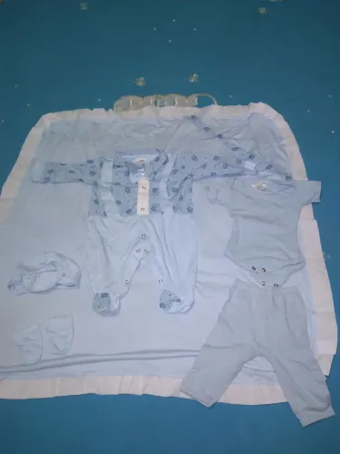 Kit de bolsa + saída maternidade azul