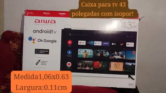 Caixa de papelão para tv aiwa 43 polegadas com isopor! Aceito proposta 