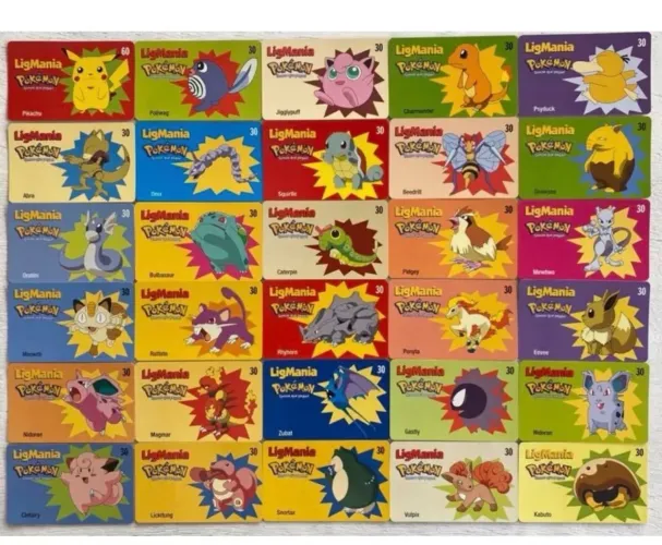 Cartão telefônico série Pokémon completa - 30 cartões