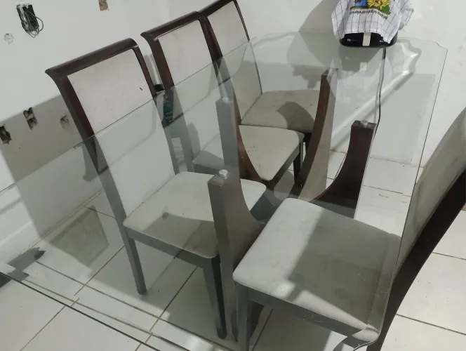 Mesa de vidro 6 lugares