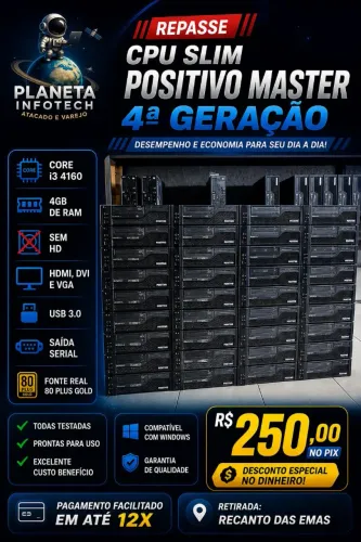 CPU Slim 4ª Geração core i3 4160 com 4gb de ram e sem HD ( REPASSE )