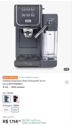 Cafeteira Espresso Oster PrimaLatte Touch