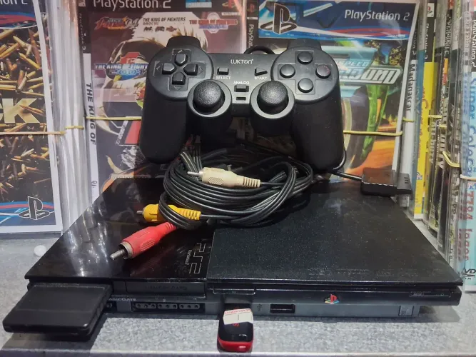 Playstation 2 Slim 1 controle Pendrive 32GB Com Jogos.