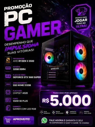 pc gamer ryzen 5 5500 32gb gtx 1660 super