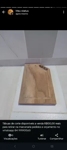 Tábua de corte em madeira jatobá medidas 40cmx30cmx3mm 