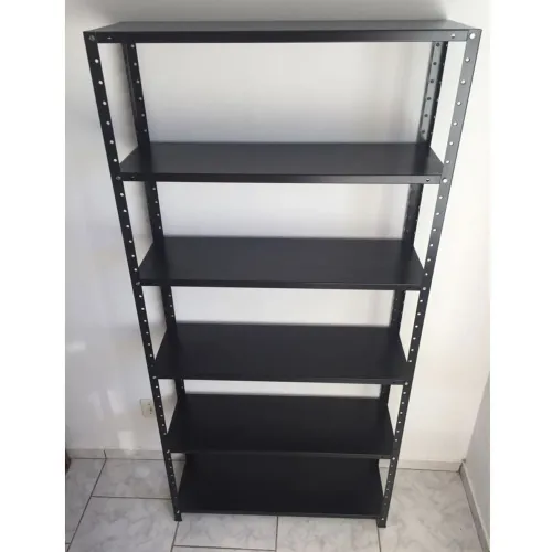 Estante em Aço 6 Prateleira Preta 198x92x30 cm C/ Reforço