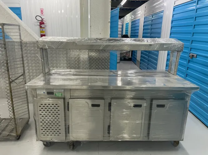 Condimentadora Refrigerada Inox 304 Industrial 4 Portas com Estante Superior