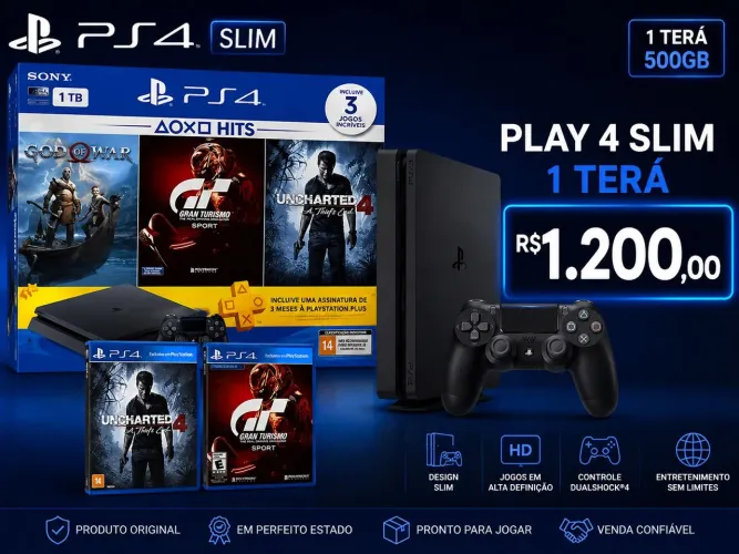 Play 4 slim 1 terá em perfeito estado 