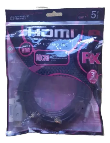 Cabo Micro HDMI para HDMI 2.0 Pix 5m 4K Gold