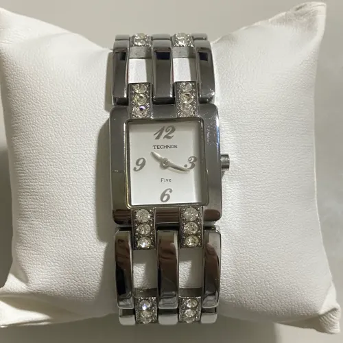 RELÓGIO TECHNOS PRATA PULSEIRA COM CRISTAIS
