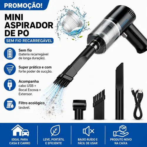 Promoção! Mini Aspirador de Pó Sem Fio Recarregável (Novo na Caixa)