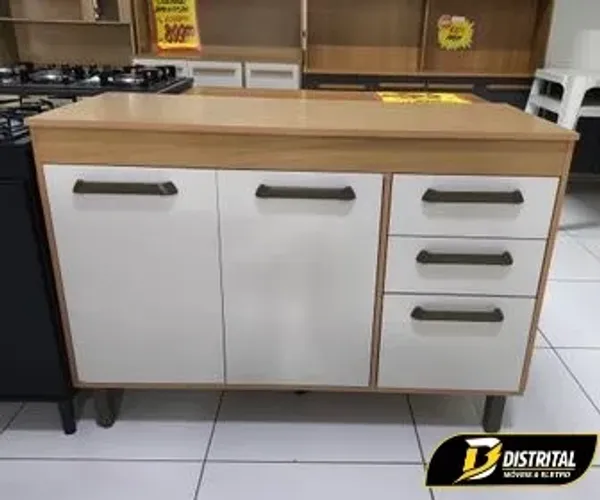 Balcão Malta com 3 Portas e 2 Gavetas Novo
