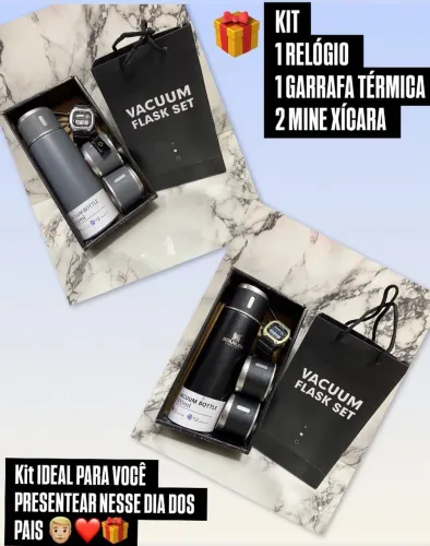 Relógio resistente à água, garrafa térmica, mine xícara