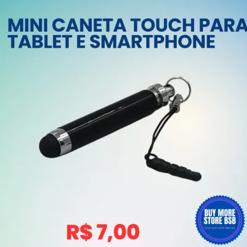 Mini Caneta Touch Screen Universal com Prendedor Compatível Smartphone Tablet iPad