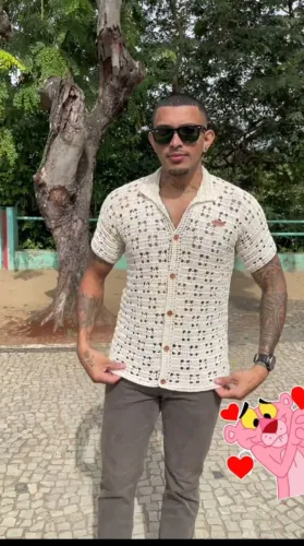 Camisas masculinas de crochê