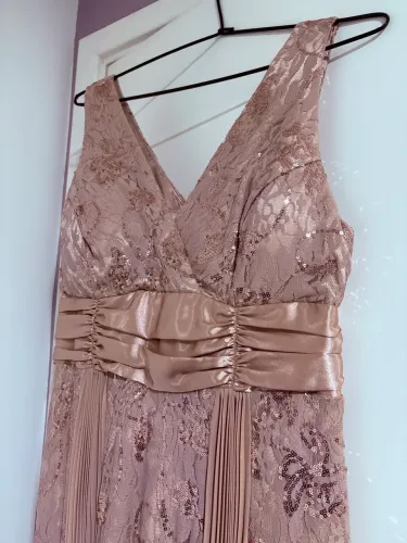 Vestido longo de festa rosê