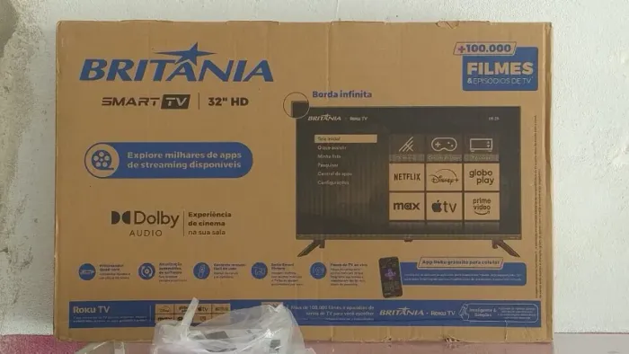 TV NOVA BOA E BARATA-SMART TV 32 ROKU BRITÃNIA