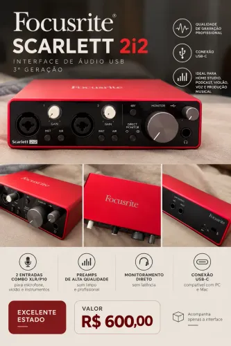 Scarlett 2i2 - Interface de Áudio