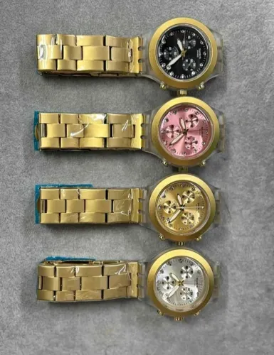 Relógio Feminino Dourado Luxo Aço Inoxidável Elegante