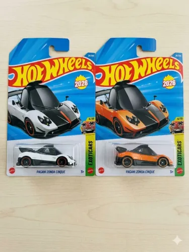 LOTE HOT WHEELS 2026! PAGANI ZONDA CINQUE (BRANCO + LARANJA)