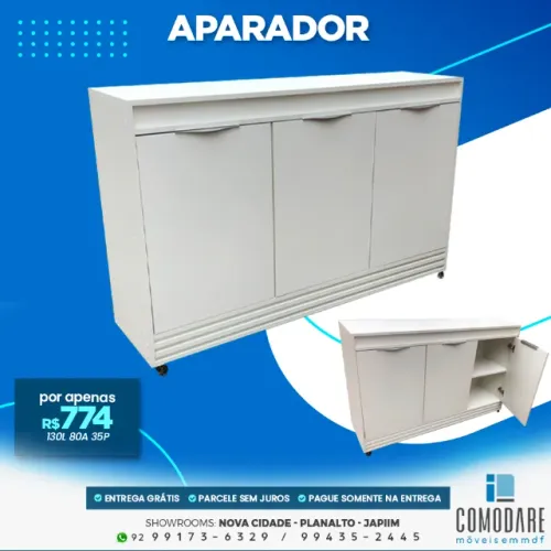 Aparador 130 cm com 3 Portas - R$ 774