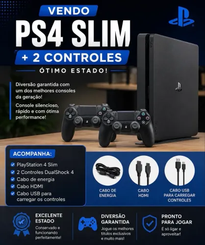 PS4 SLIM 1TB +2 CONTROLES