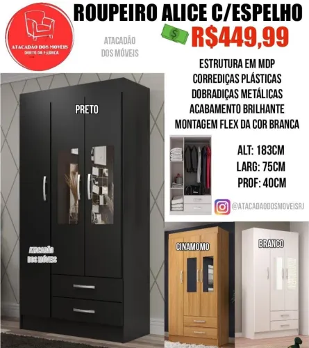 Roupeiro Alice com espelho