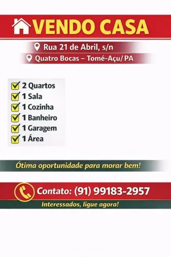 CASA A VENDA EM TOMÉ AÇU 