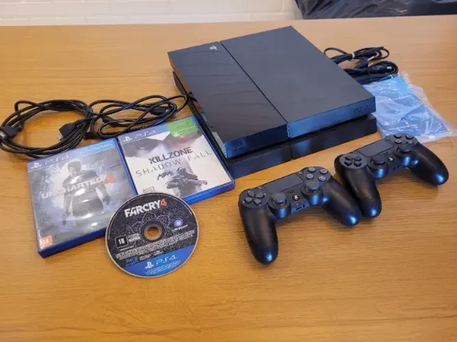 (PS4) Playstation 4 Fat 500gb + 2 controles + 3 jogos